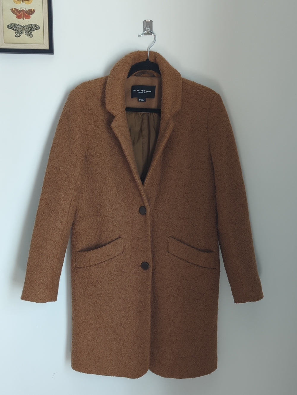 Marc New York Brown Teddy Coat with Notch Collar